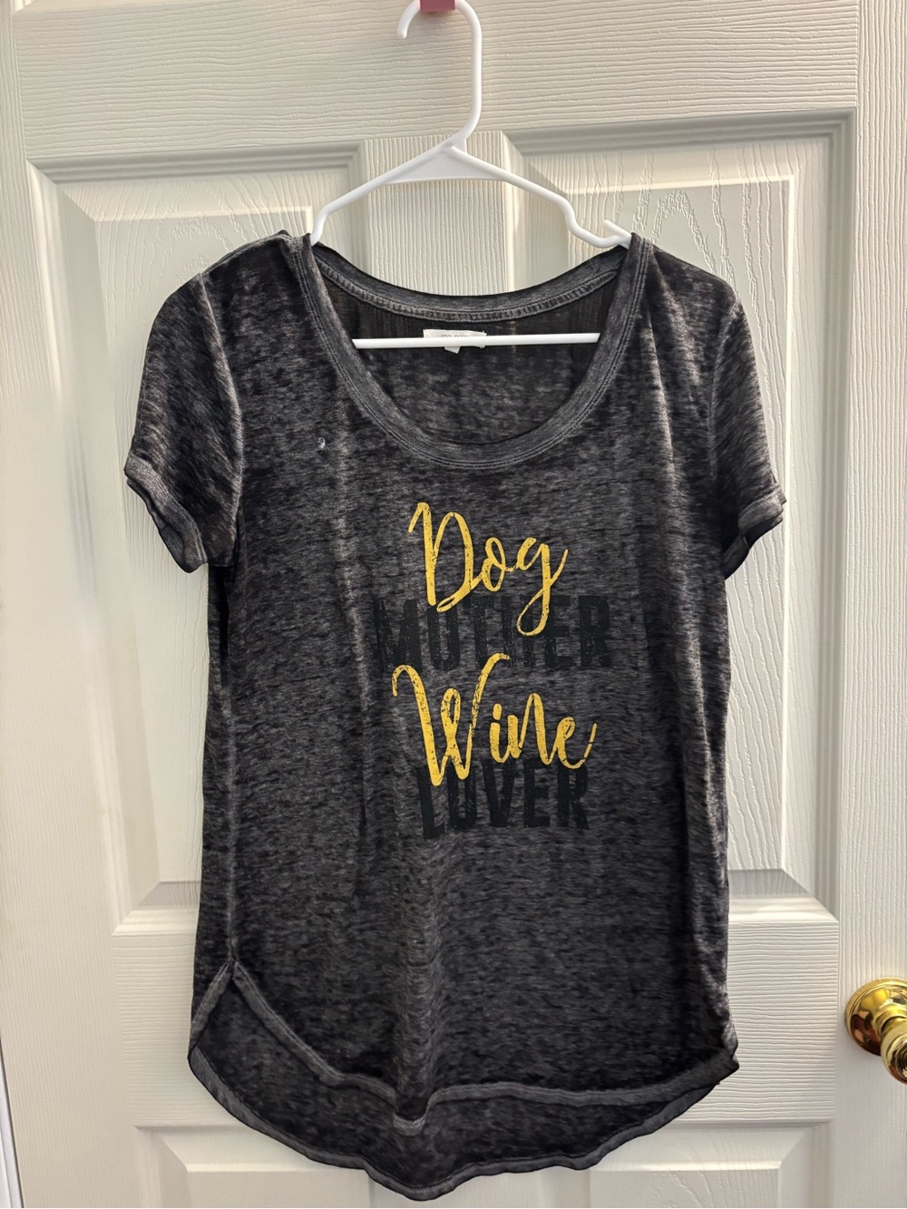 Maurices Charcoal Short Sleeve "Dog Wine Lover" Graphic Tee